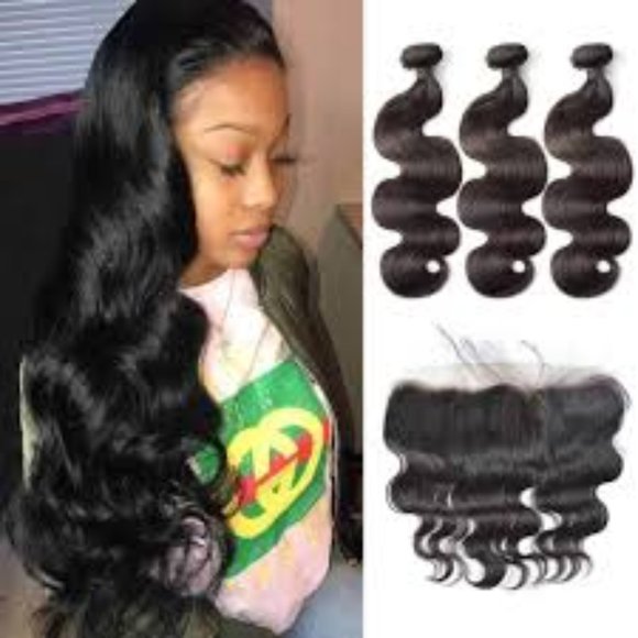 3 Brazilian Body Wave Bundles w/ Frontal main image 4